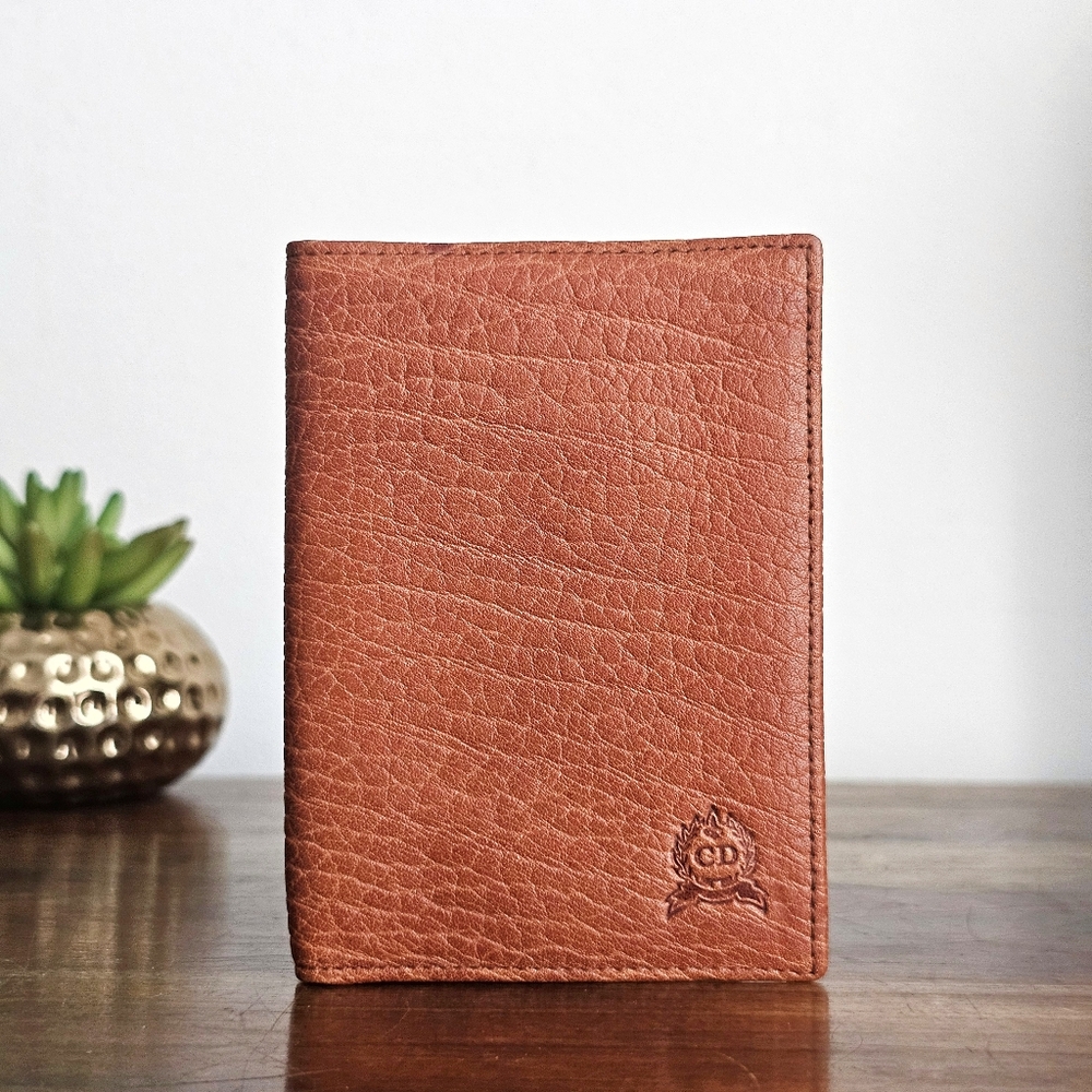Rare Christian Dior Vintage Pebbled Leather Bifold Wallet Made in Spain CD Logo